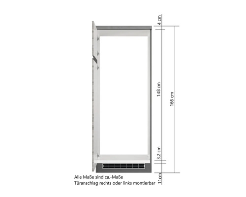 Schrank mit Maßangaben für die Planung