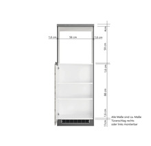 Held Möbel Backofen/Kühlumbauschrank für 88er Einbaukühlschrank PISA BxTxH 60 x 60 x 166 cm grau matt zerlegt Anschlag reversibel 449.6311