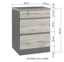 Auszugunterschrank Held Möbel PISA BxTxH 60 x 60 x 86 cm Frontfarbe grau matt Korpusfarbe wildeiche-thumb-6