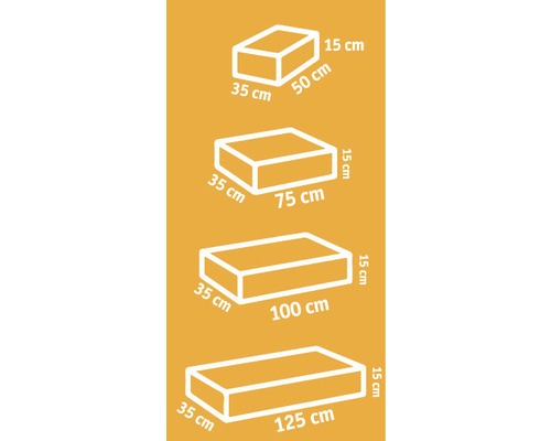 Illustration verschiedener Pflanzkasten Größen mit Maßangaben