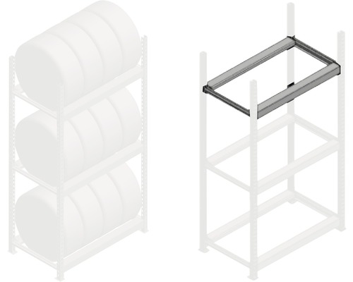 Metallregal mit Rahmen zur Fasslagerung