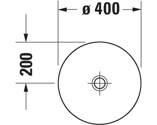 Technische Zeichnung eines runden Objekts mit einem Durchmesser von 400 und einer Höhe von 200