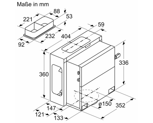 Technische Zeichnung mit Maßangaben in Millimeter