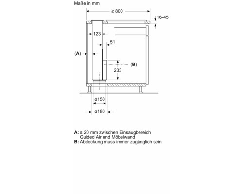 Technische Zeichnung mit Maßangaben in Millimeter