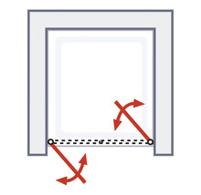 Illustration einer Drehtür mit Pfeilen, die die Drehbewegung andeuten