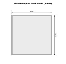 Fundamentplan ohne Boden mit den Maßen 3630 mm