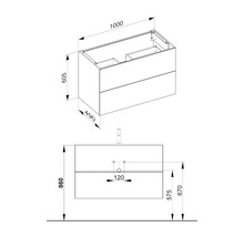 Waschtischunterschrank KEUCO X-Line BxHxT 100 x 60,5 cm x 49 cm Frontfarbe weiß glänzend glanz 33173300000