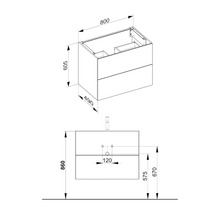 Waschtischunterschrank KEUCO X-Line BxHxT 80 x 60,5 cm x 49 cm Frontfarbe vulkanit matt 33163970000
