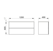 Waschtischunterschrank KEUCO X-Line BxHxT 120 x 60,5 cm x 49 cm Frontfarbe vulkanit matt 33183970000