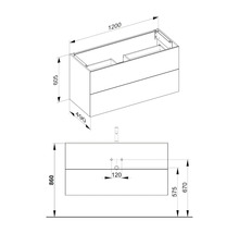 Waschtischunterschrank KEUCO X-Line BxHxT 120 x 60,5 cm x 49 cm Frontfarbe vulkanit matt 33183970000