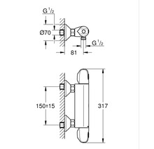 Thermostat-Brausebatterie GROHE Grohtherm 1000 34550000 chrom-thumb-2