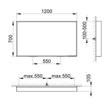 LED Badspiegel KEUCO X-Line 120x70 cm weiß IP 24
