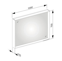 Technische Zeichnung eines Spiegels mit den Maßen 1000 x 700 x 105 Millimeter.