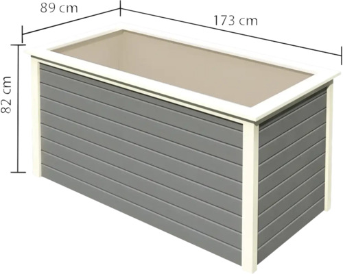 Pflanzkasten aus Holz mit den Maßen 173 mal 89 mal 82 Zentimeter