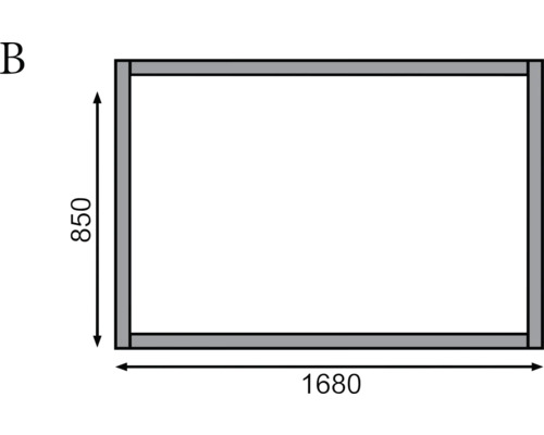 Abmessungen eines rechteckigen Rahmens: 850 x 1680 Millimeter