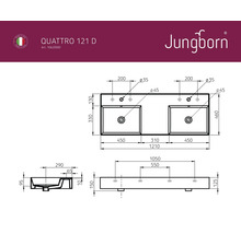 Doppelwaschtisch Jungborn QUATTRO 121 x 46 cm weiß glänzend-thumb-4