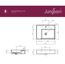 Technische Zeichnung eines Jungborn Quattro 61 R Waschtisches mit Maßangaben