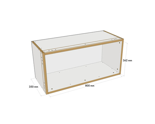 Regalkorpus mit den Maßen 800 mm x 362 mm x 350 mm