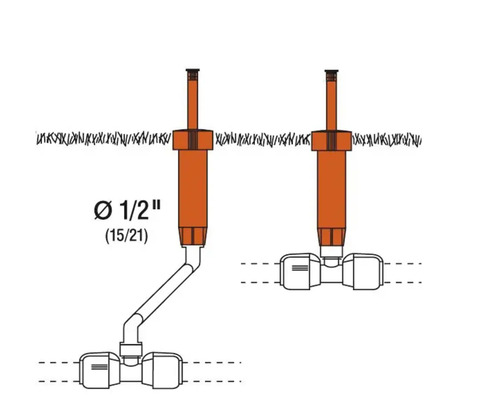 Schemazeichnung eines versenkregners mit 1/2 Zoll Durchmesser