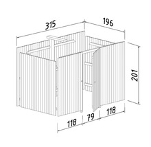 Geräteraum Palmako für Carport Karl 23,1 m² 315 x 196 cm tauchgrundiert grau-thumb-2 Geräteraum Palmako für Carport Karl 23,1 m² 315 x 196 cm tauchgrundiert grau-thumb-2