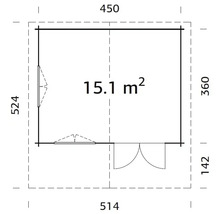 Gartenhaus Palmako Helena 15,1 m² inkl. Fußboden und Vordach 514 x 524 cm tauchgrundiert braun