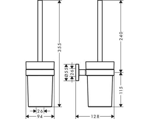 Technische Zeichnung einer WC-Garnitur mit Maßangaben