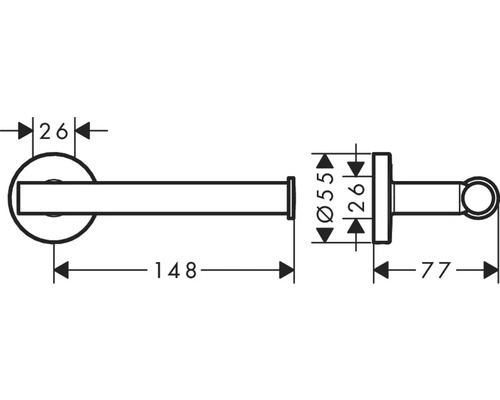 Technische Zeichnung eines Handtuchhalters mit Maßangaben