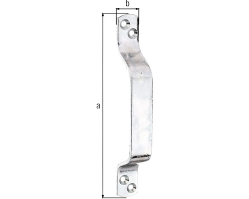 Metallischer Türgriff mit Maßangaben