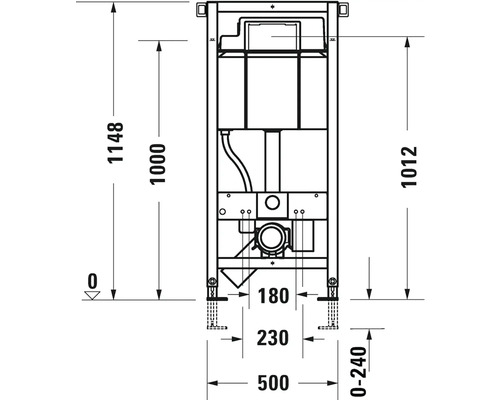 Technische Zeichnung eines Vorwandelements mit Maßangaben