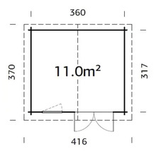 Gartenhaus Palmako Valentine 11 m² 360 x 317 cm braun-thumb-2