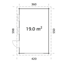 Einzelgarage Palmako Rasmus 19,0 m² mit Sektionaltor 360 x 550 cm natur-thumb-2