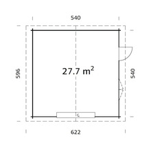 Einzelgarage Palmako Roger 27,7 m² mit Sektionaltor 540 x 540 cm tauchgrundiert braun-thumb-2