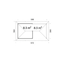 Pavillon Palmako Bianca 16,6 m² Set 3 588 x 300 cm grau tauchgrundiert