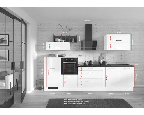 Komplette Küche mit Maßen und Details