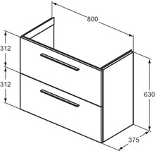 Waschtischunterschrank Ideal Standard i.life S BxHxT 80 x 63 cm x 37,5 cm Frontfarbe weiß matt T5295DU ohne Griff