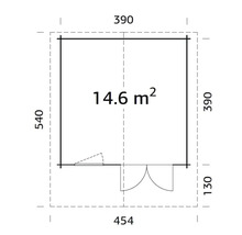 Grundriss eines Gartenhauses mit Größenangaben