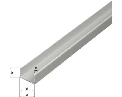 Aluminium U-Profil mit Maßangaben