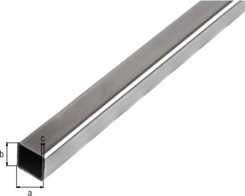 Vierkantrohr aus Metall mit Maßangaben