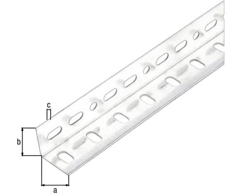 Lochwinkel aus Metall mit Abmessungsangaben