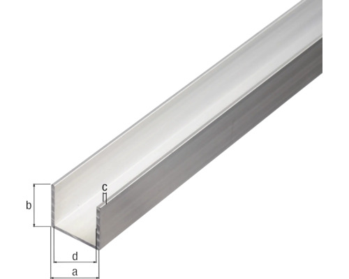 Aluminium U-Profil mit Maßangaben