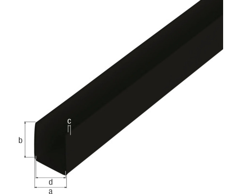 U-Profil PVC schwarz 18x10x1 mm, 1 m