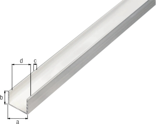 Aluminium U-Profil mit Maßangaben