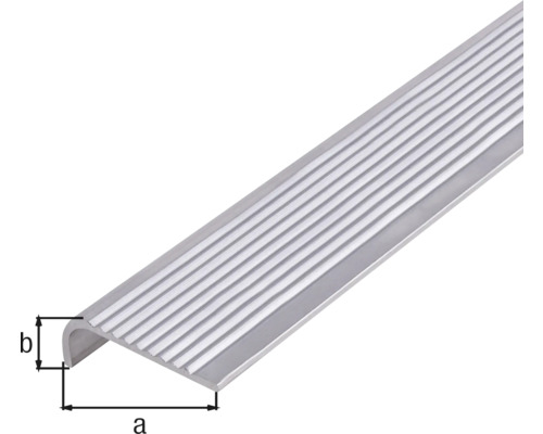 Aluminium Treppenkantenprofil mit Rillen und Maßen
