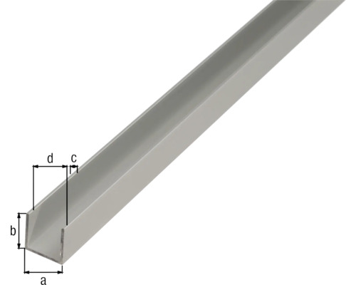 Aluminium U-Profil mit Maßangaben