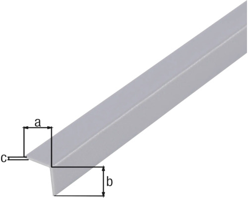 Illustration eines Winkelprofils mit Maßangaben a, b und c.