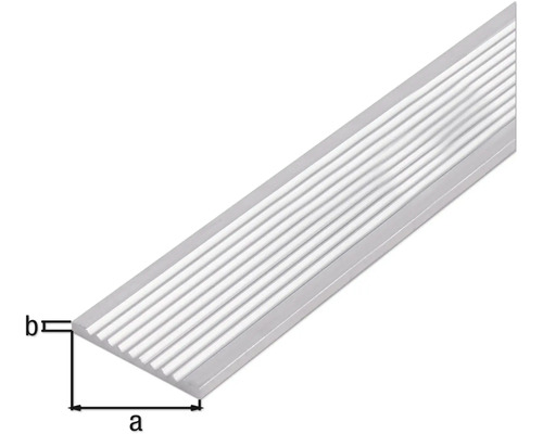 Aluminium Treppenkantenprofil mit Rillen und Maßangaben