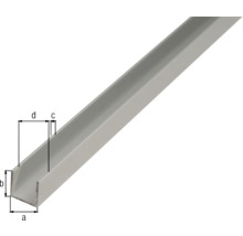 U-Profil aus Aluminium mit Dimensionsangaben