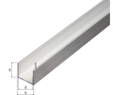 Aluminium U-Profil mit Maßangaben