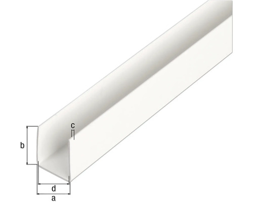 U-Profil PVC weiß 10x10x1mm, 2m