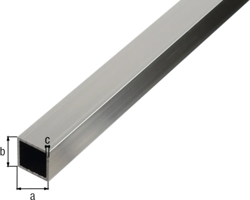 Quadratisches Aluminiumrohr mit Maßangaben
